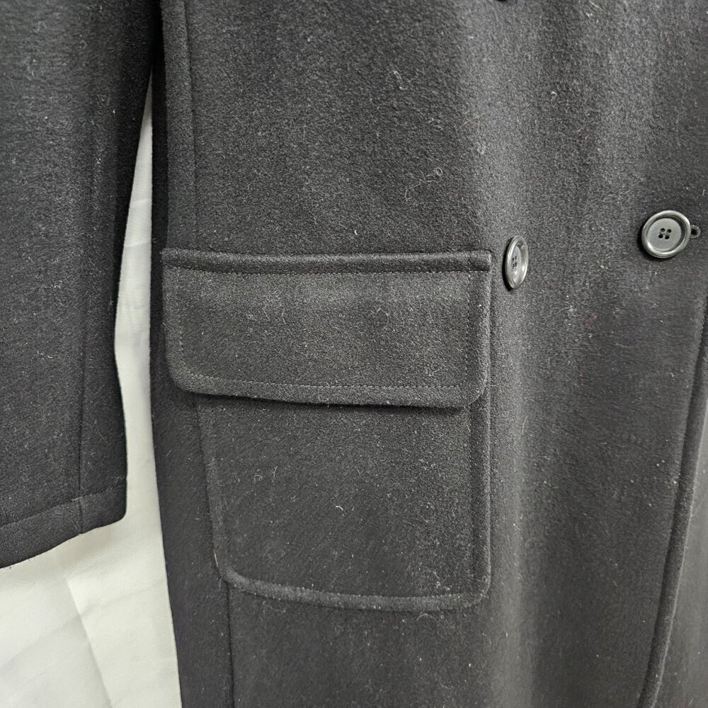 Vintage J. Crew Black Pea Car Coat Wool Blend Preppy Military Winter M - Picture 5 of 15